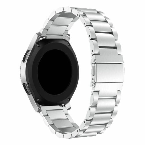 Steel Strap, silver, on a watch, 3/4 rear view