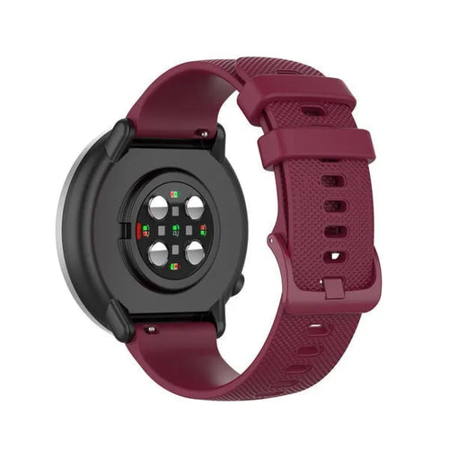 Premium Silicone Strap, dark red, on a watch, 3/4 rear view
