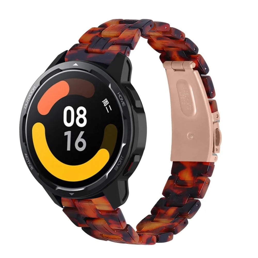 Metal Resin Strap, lava, on a watch, 3/4 rear view