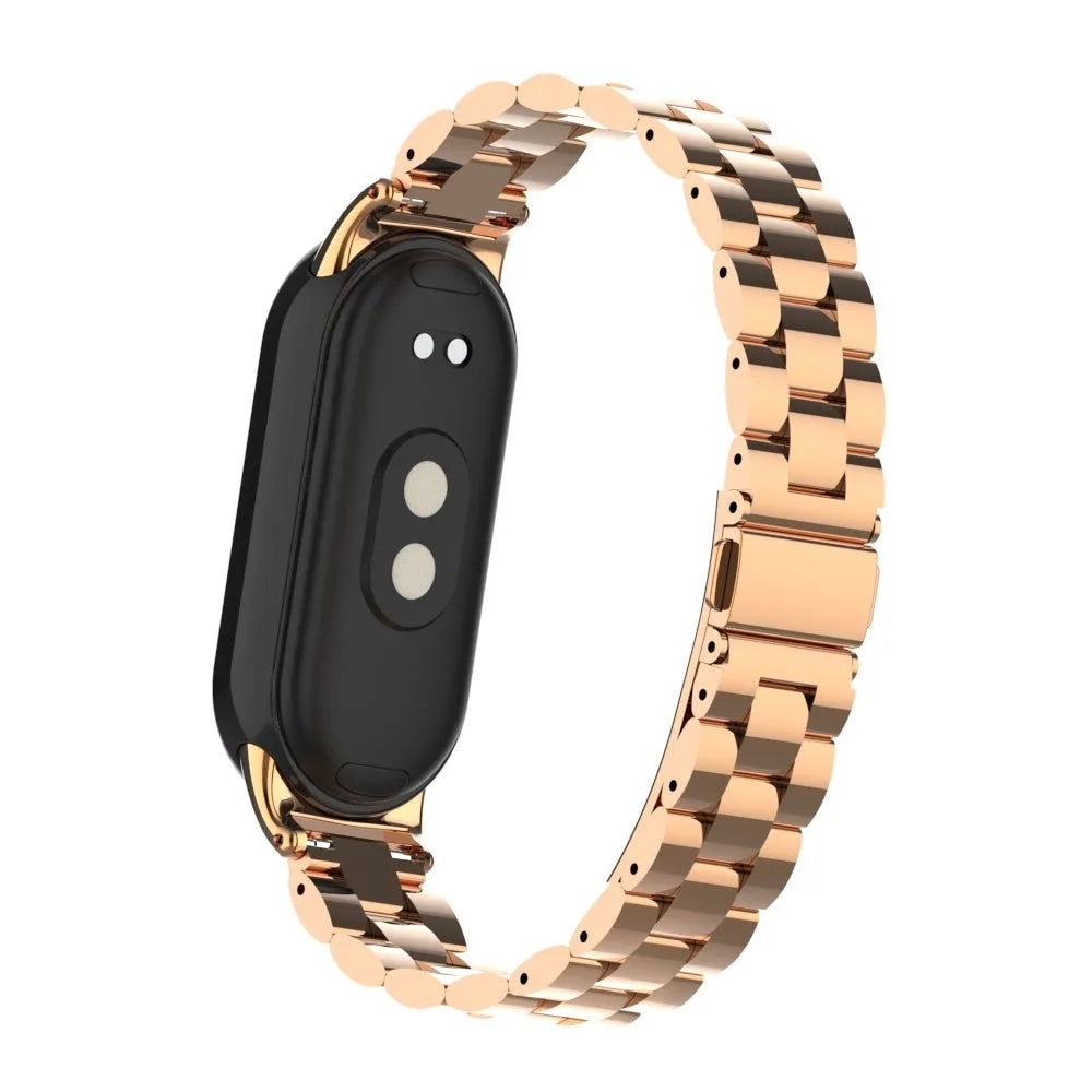 Steel Strap, rose gold, on a watch, 3/4 rear view