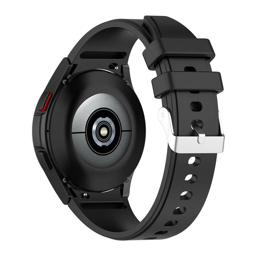 Silicone Strap 'Perfect Fit', black, on a watch, 3/4 rear view