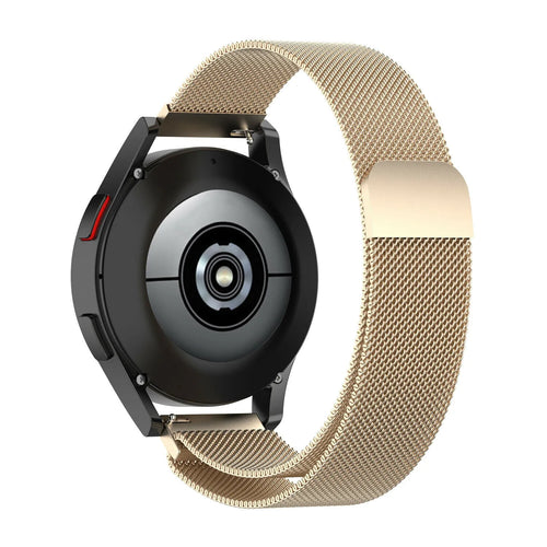 Milanese Strap, champagne, on a watch, 3/4 rear view