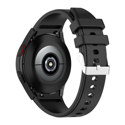 Silicone Strap 'Perfect Fit', black, on a watch, 3/4 rear view