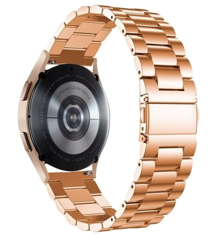 Steel Strap, rose gold, on a watch, 3/4 rear view