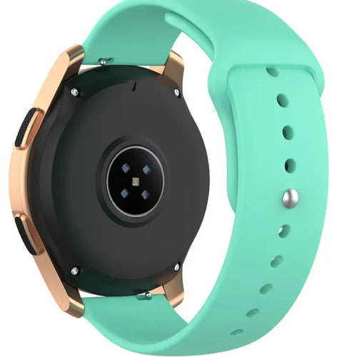 Silicone Sport Strap, aqua, on a watch, 3/4 rear view