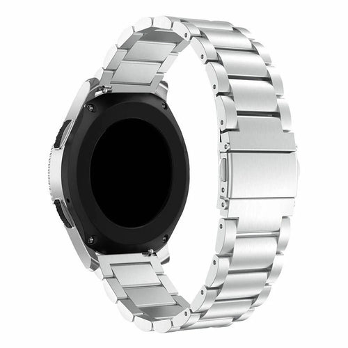 Steel Strap, silver, on a watch, 3/4 rear view
