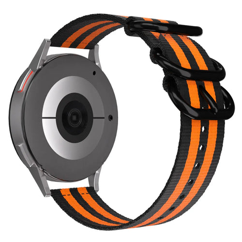 OnePlus Watch 3 - 46mm nylon gesp bandje (zwart/oranje)