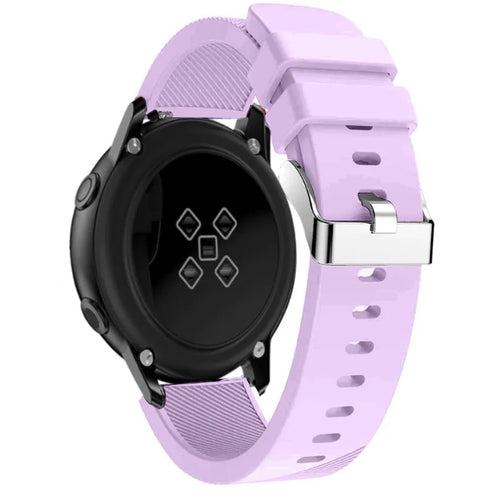 Twill Silicone Strap, lilac, on a watch, 3/4 rear view