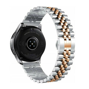 Steel Strap, silver/rose gold, on a watch, 3/4 rear view