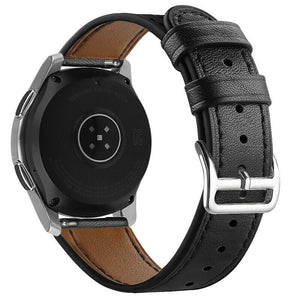 Lederen horlogeband 22mm - universeel - strak zwart