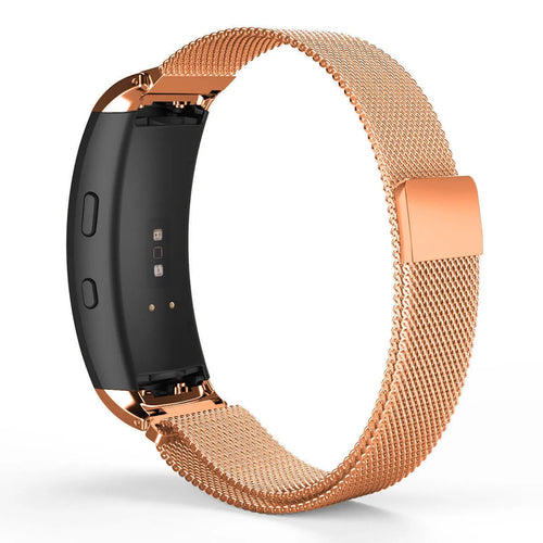 Milanese Strap, rose gold, on a watch, 3/4 rear view