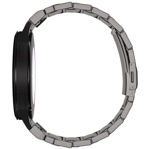Titanium Strap 'One Push', graphite, on a watch, 3/4 rear view