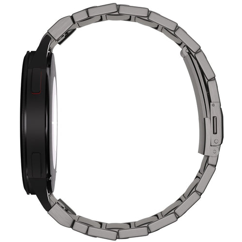 Titanium Strap 'One Push', graphite, on a watch, 3/4 rear view