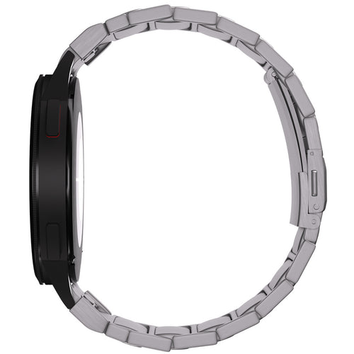 Titanium Strap 'One Push', silver, on a watch, 3/4 rear view