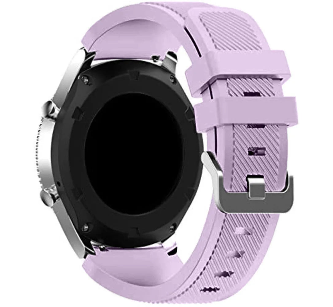 Twill Silicone Strap, lilac, on a watch, 3/4 rear view