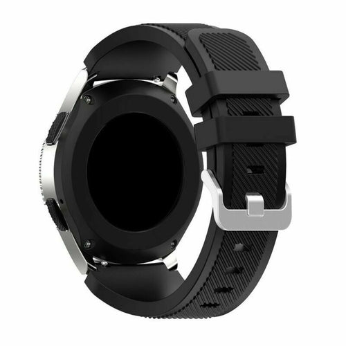 Twill Silicone Strap, black, on a watch, 3/4 rear view