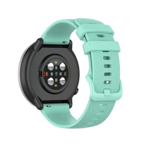 Premium Silicone Strap, aqua, on a watch, 3/4 rear view