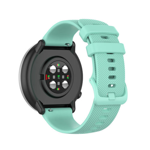 Premium Silicone Strap, aqua, on a watch, 3/4 rear view