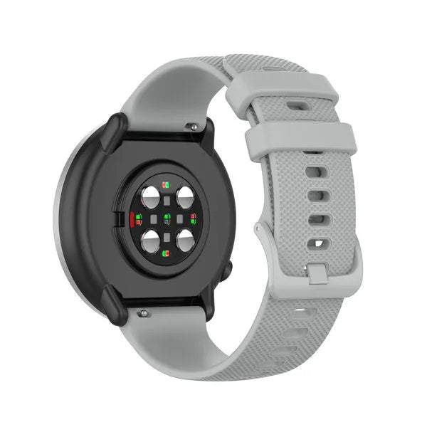 Premium Silicone Strap, grey, on a watch, 3/4 rear view