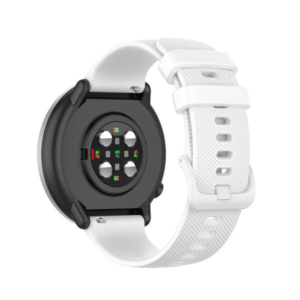 Premium Silicone Strap, white, on a watch, 3/4 rear view