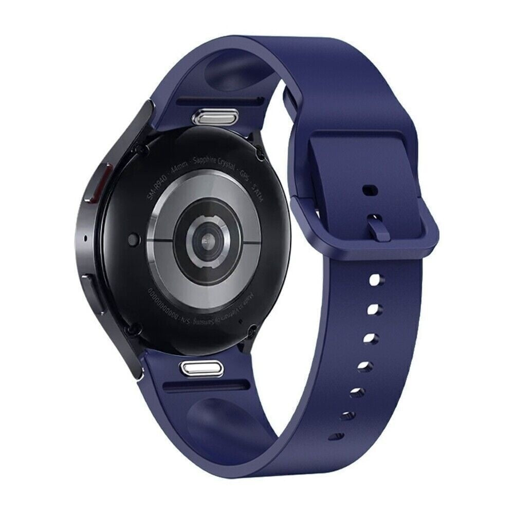 Silicone Strap 'One Push', dark blue, on a watch, 3/4 rear view