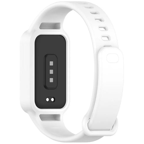 Silicone Strap, white, on a watch, 3/4 rear view