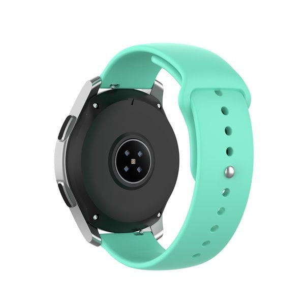 Silicone Sport Strap, aqua, on a watch, 3/4 rear view