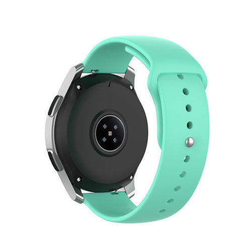 Silicone Sport Strap, aqua, on a watch, 3/4 rear view
