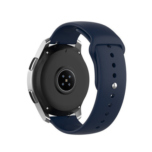 Silicone Sport Strap, dark blue, on a watch, 3/4 rear view