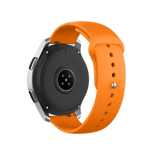 Silicone Sport Strap, orange, on a watch, 3/4 rear view