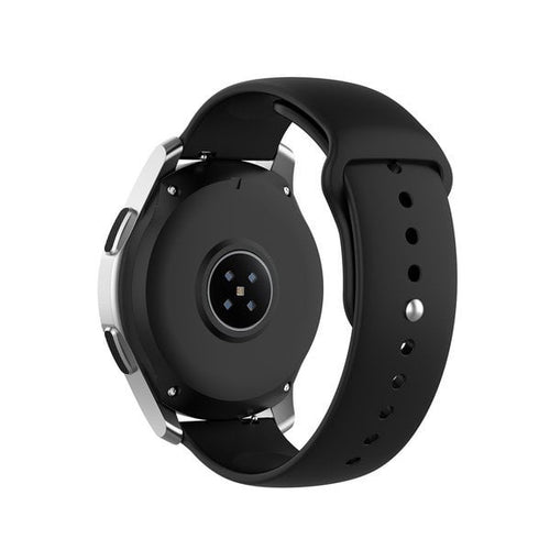 Silicone Sport Strap, black, on a watch, 3/4 rear view