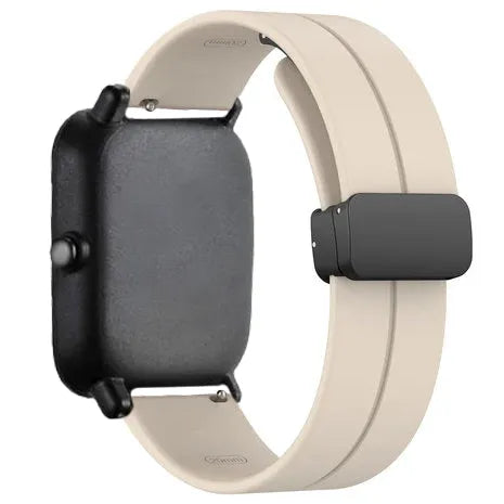 D-Buckle Silicone Strap, starlight, on a watch, 3/4 rear view