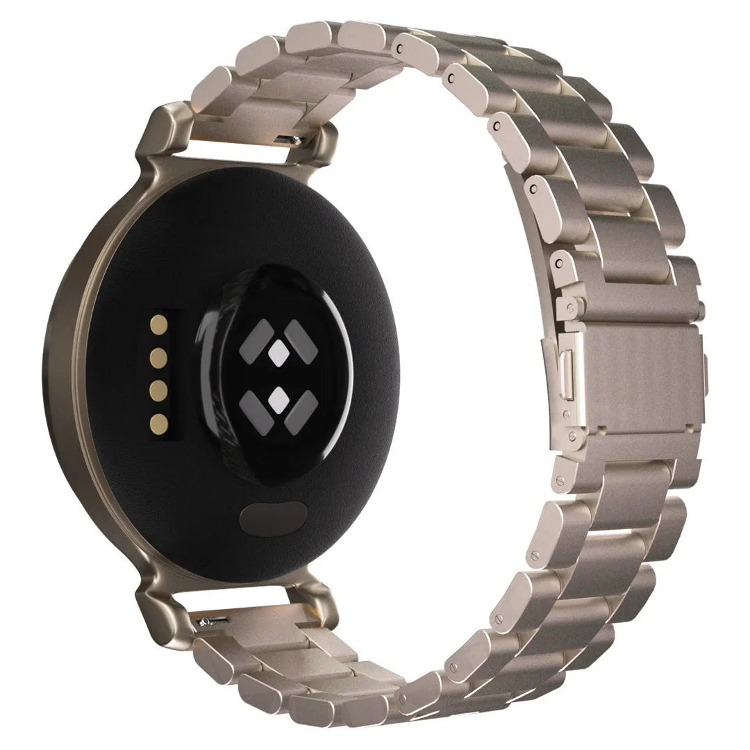 Steel Strap, starlight, on a watch, 3/4 rear view