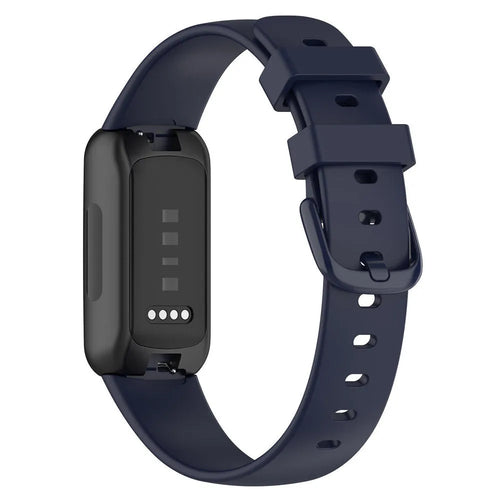 Silicone Strap, dark blue, on a watch, 3/4 rear view