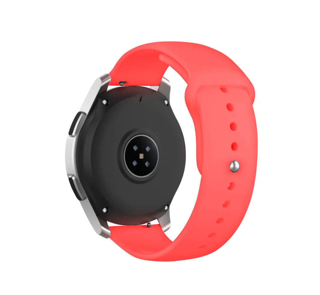 Silicone Glow in the Dark Strap, red, on a watch, 3/4 rear view