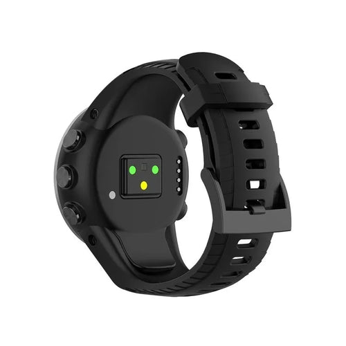 Silicone Strap, black, on a watch, 3/4 rear view