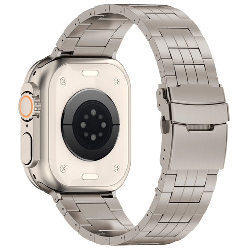 Titanium Strap 'Duo', grey, on a watch, 3/4 rear view