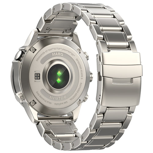 Premium Titanium Strap, on a watch, 3/4 rear view