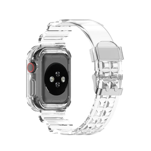 Silicone Transparent TPU Strap, on a watch, 3/4 rear view