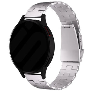 Butterfly Titanium Strap, silver, on a watch, 3/4 rear view