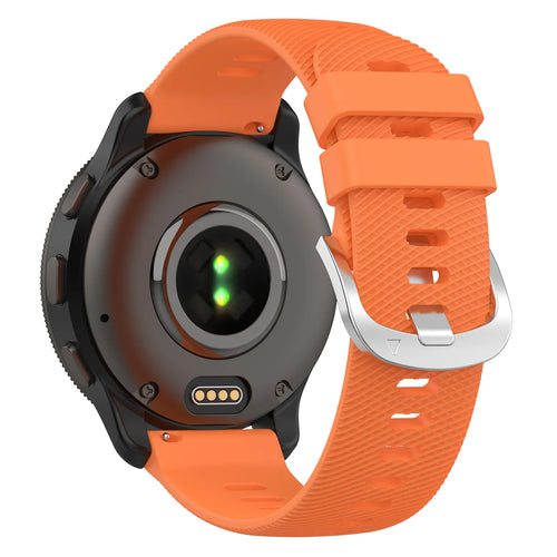 Silicone Strap, orange, on a watch, 3/4 rear view