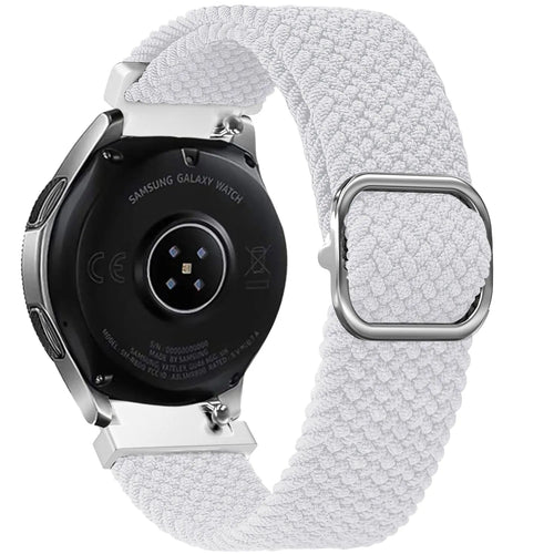 Nylon Adjustable Braided Strap, white, on a watch, 3/4 rear view