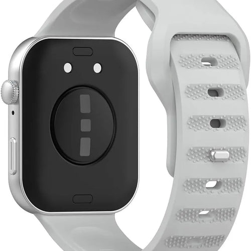 Outdoor Silicone Strap, grey, on a watch, 3/4 rear view
