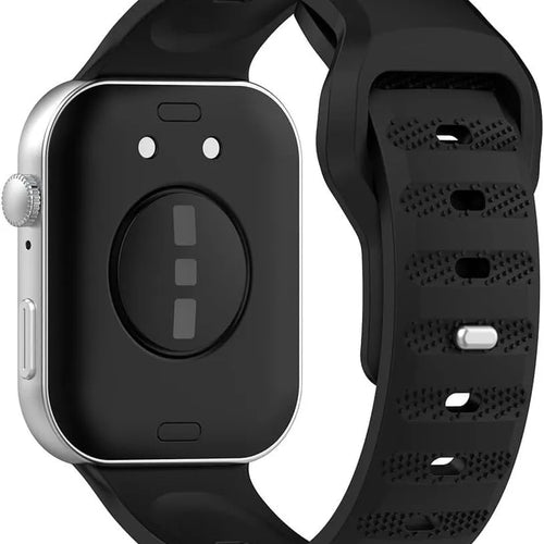 Outdoor Silicone Strap, black, on a watch, 3/4 rear view