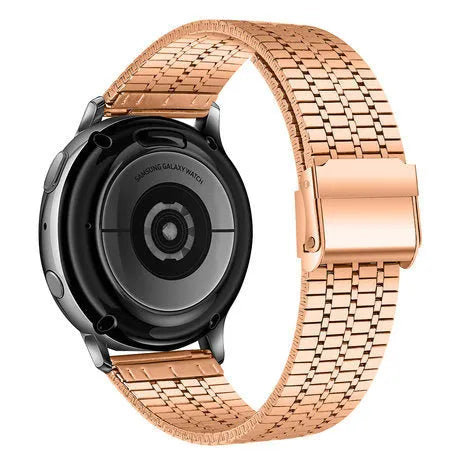 Fine Steel Strap, rose gold, on a watch, 3/4 rear view
