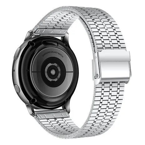Fine Steel Strap, silver, on a watch, 3/4 rear view