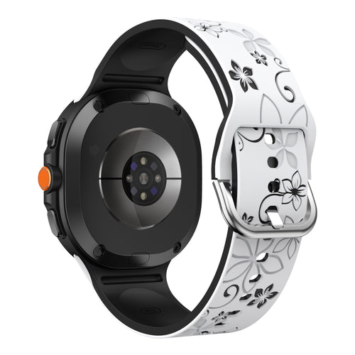 Flower Silicone Strap, on a watch, 3/4 rear view
