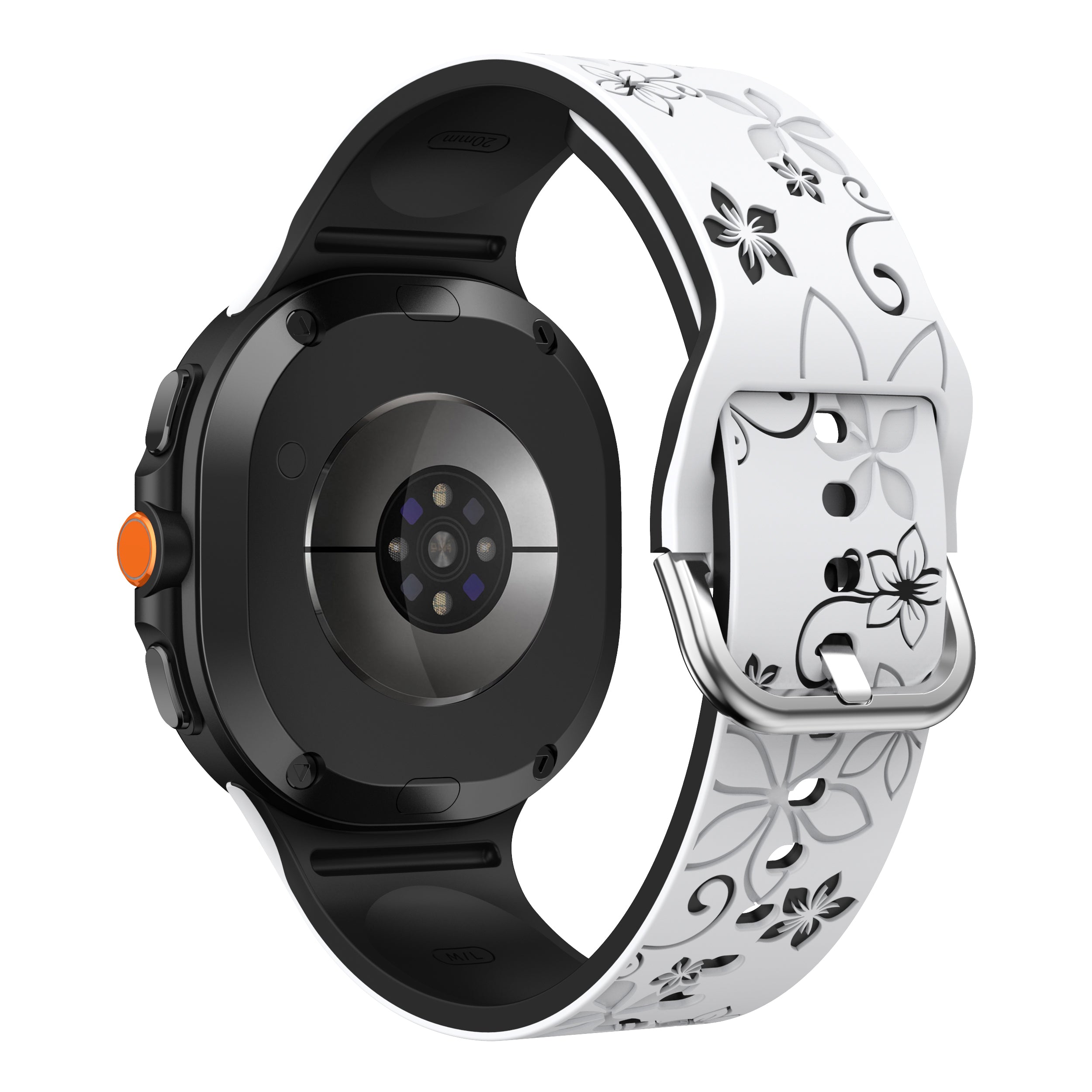 Samsung Galaxy Watch 8 - 44mm flower silicone band (wit/zwart)