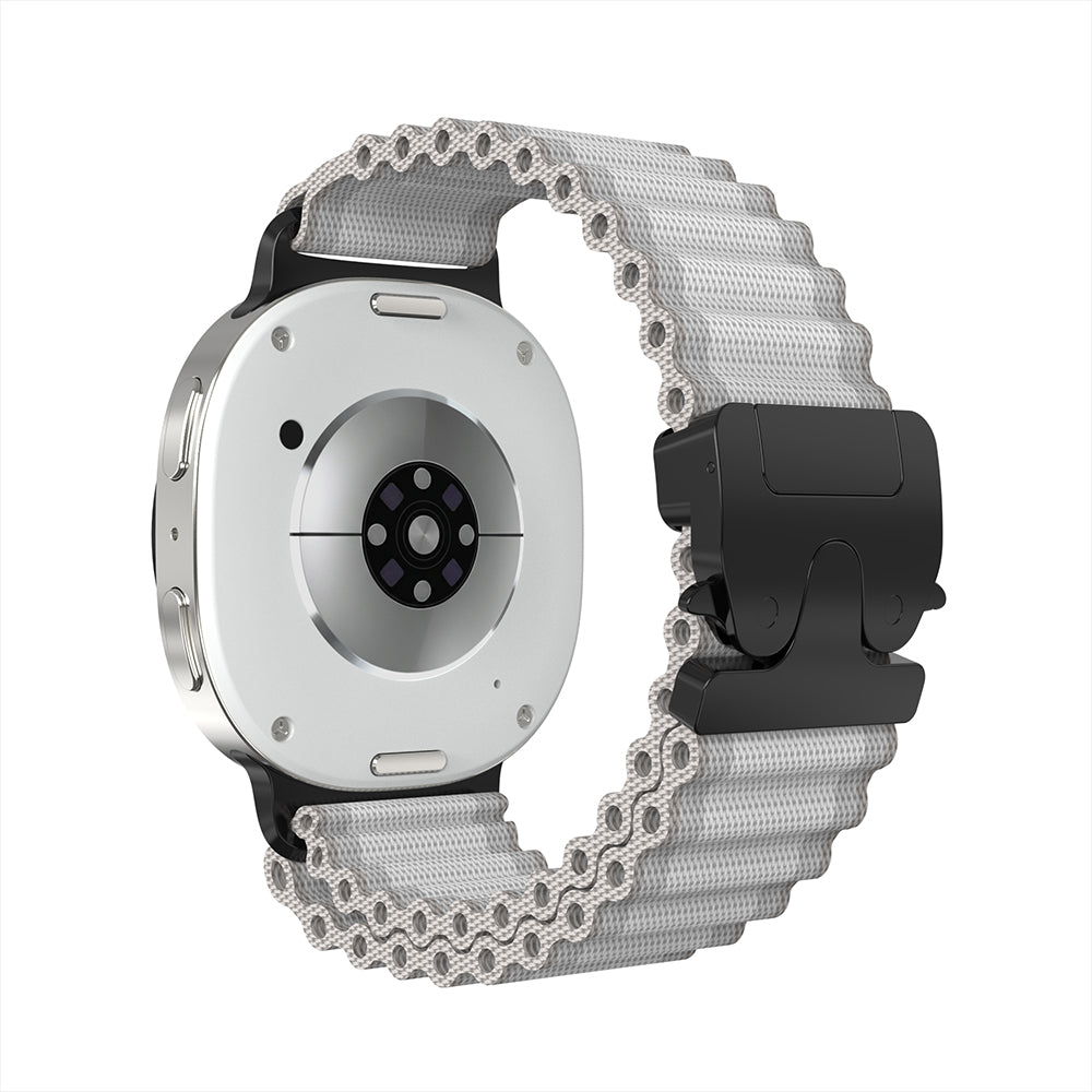 Samsung Galaxy Watch 9 - 40mm Outdoor Nylon Strap with P-Buckle (White with Black)