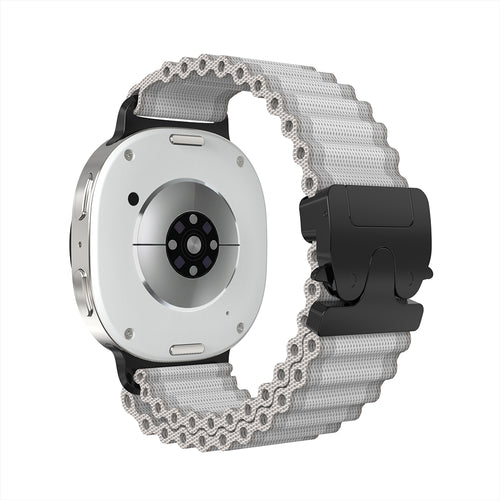Samsung Galaxy Watch 8 Classic Outdoor Nylon Strap with P-Buckle (White with Black)